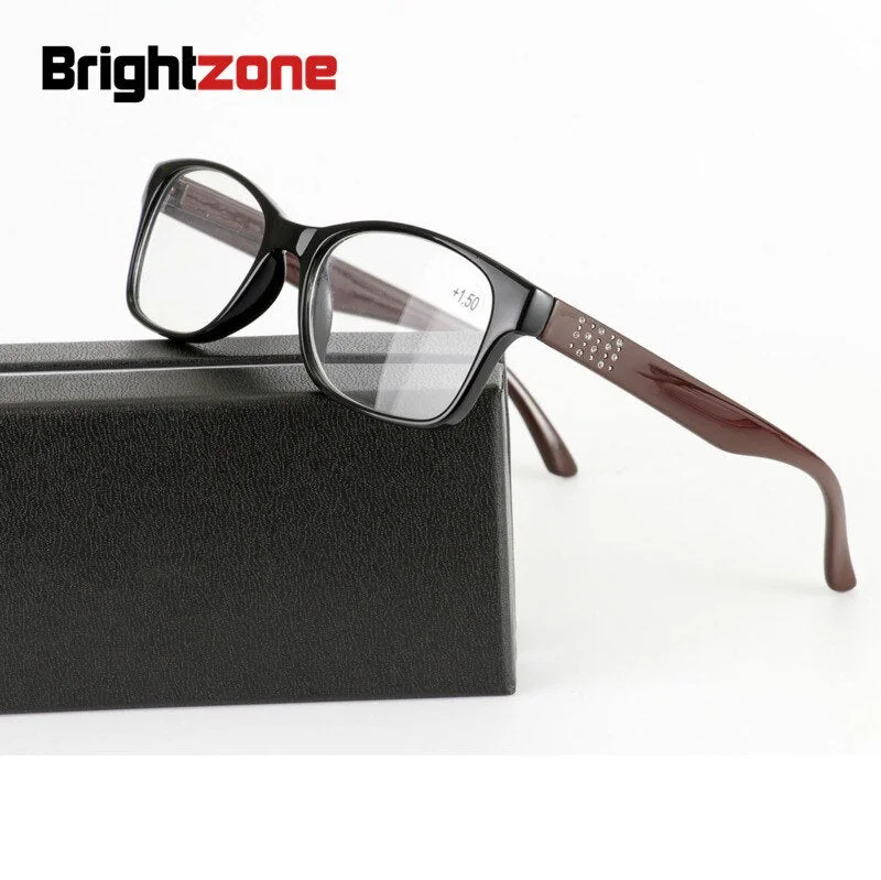 Brightzone Women's Full Rim Square Acetate Reading Glasses Q220