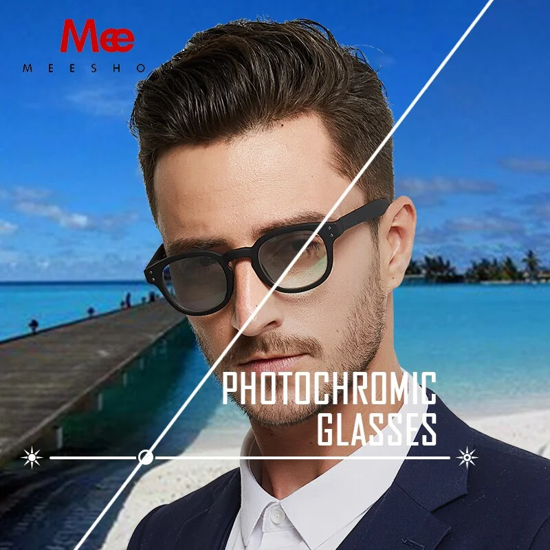 Meeshow Unisex Full Rim Square Polycarbonate Reading Glasses Photochromic 3658