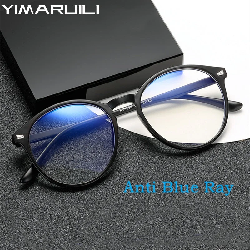 Yimaruili Unisex Full Rim Round Tr 90 Eyeglasses TR90 6009