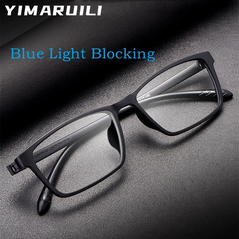 Yimaruili Unisex Full Rim Square Tr 90 Ultem Anti Blue Light Reading Glasses X1/X2