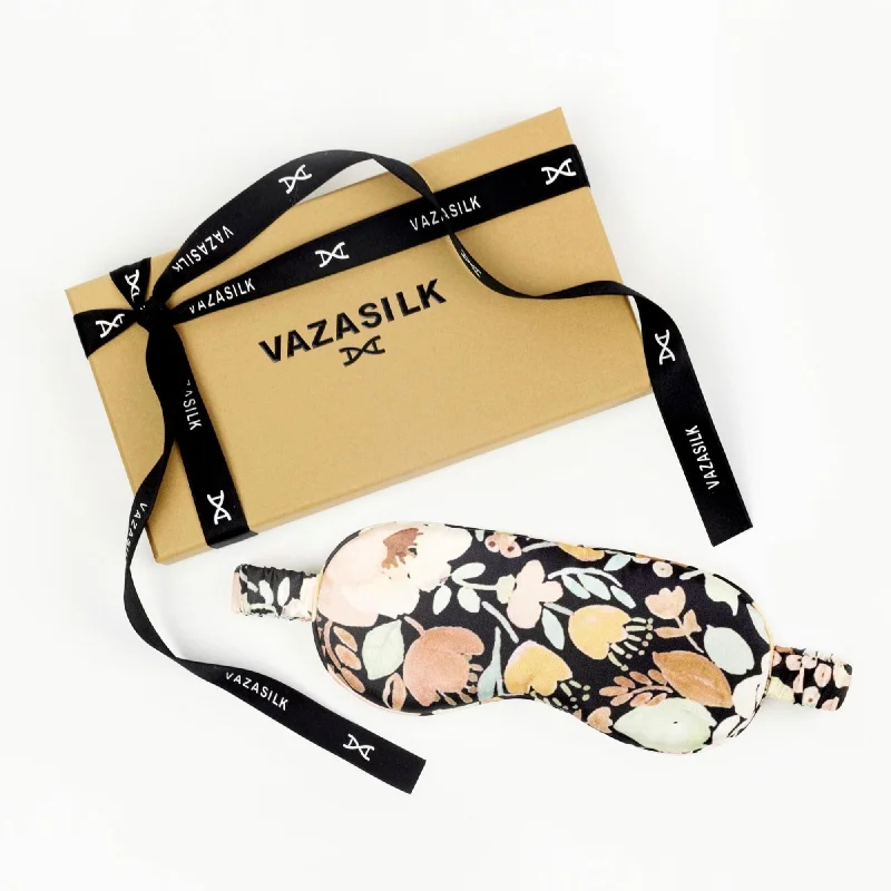 22 Momme Silk Sleep Eye Mask - Black Floral