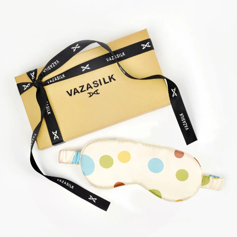 22 Momme Silk Sleep Eye Mask - Blue Polka Dots