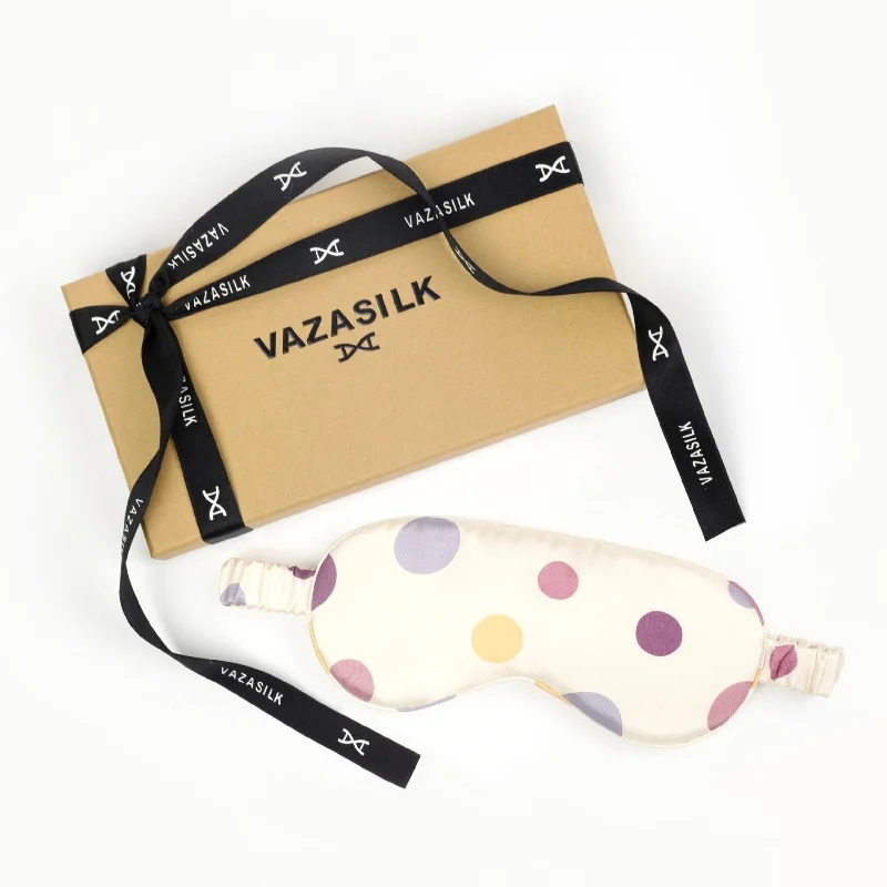 22 Momme Silk Sleep Eye Mask - Purple Polka Dots