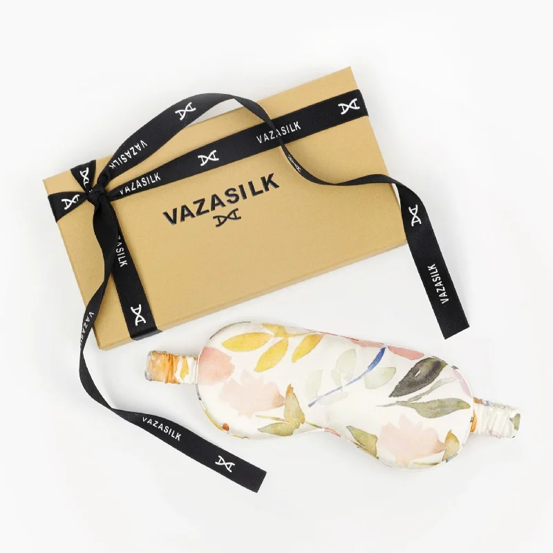 22 Momme Silk Sleep Eye Mask - White Floral