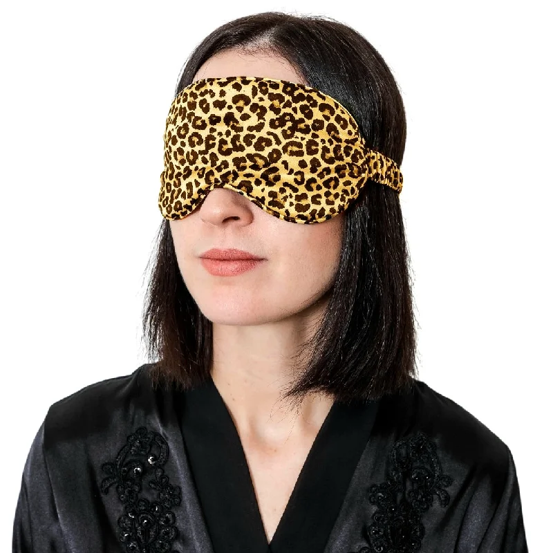 Rejuvenating Silk Sleep Mask - Brown Leopard Print Eye Cover