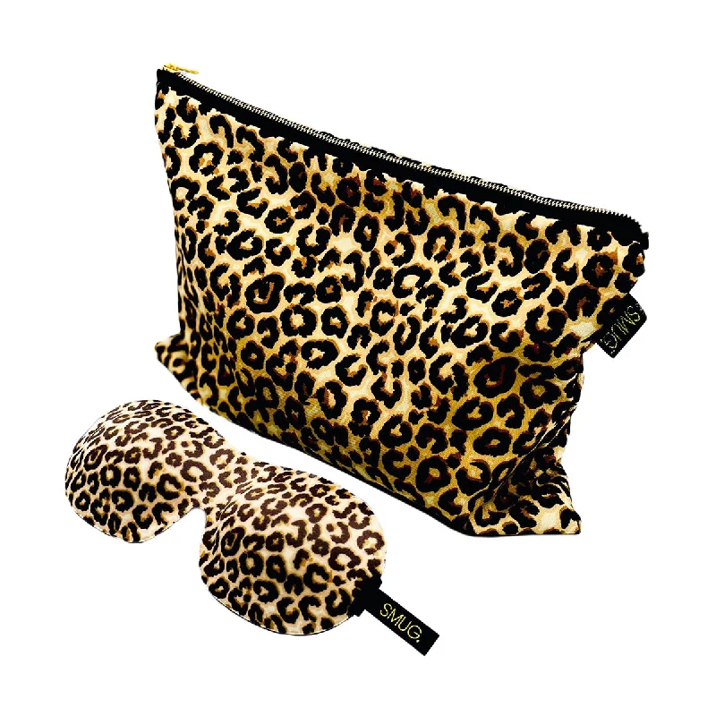 Contoured Sleep Mask & Accessories Bag Set - Animal Print