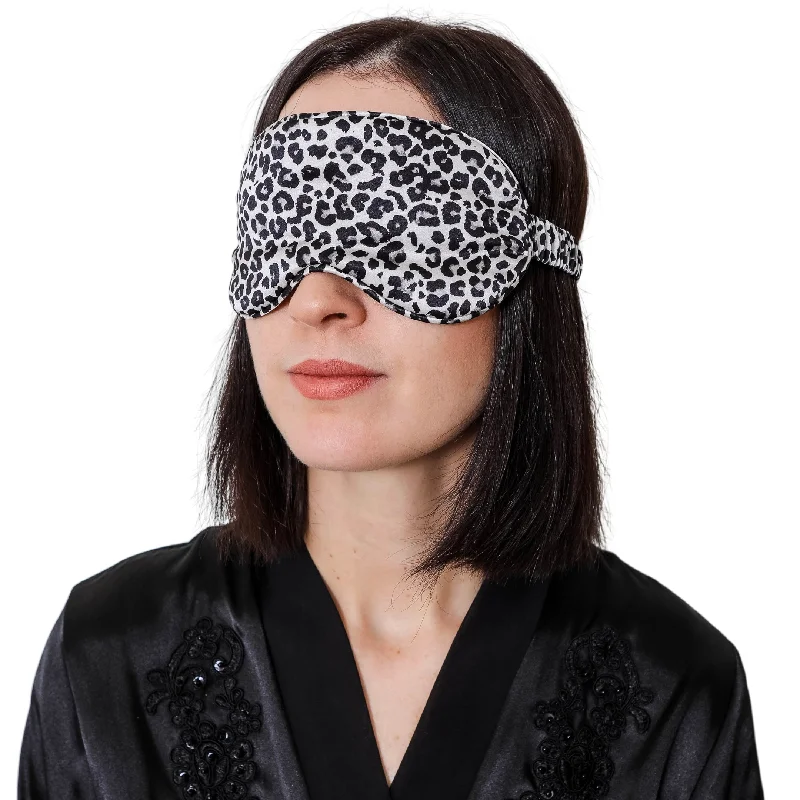 Rejuvenating Silk Sleep Mask - Grey Leopard Print Eye Cover